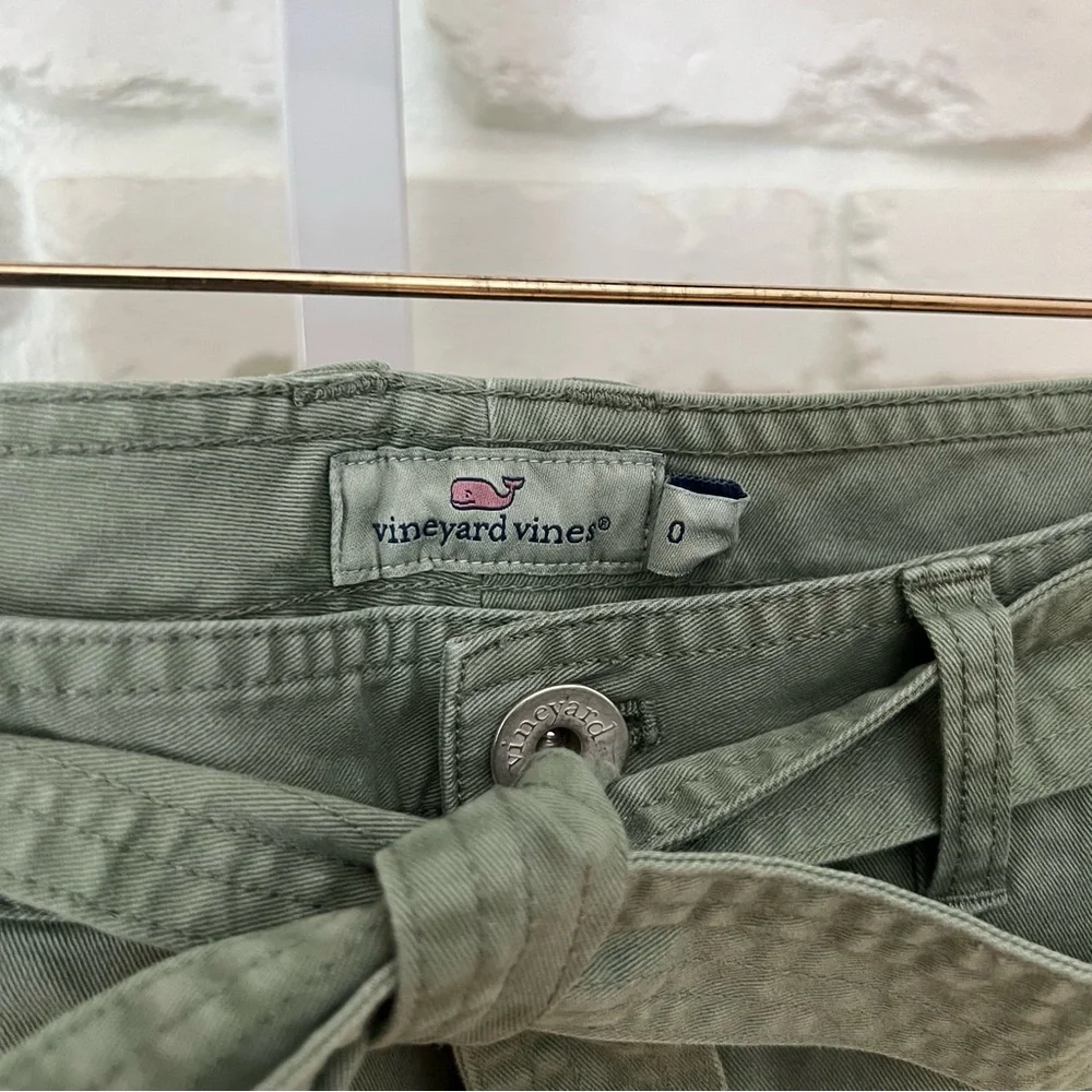 Vineyard Vines Olive Green Tie Waist Utility Pants Size 0 - Picture 2 of 3
